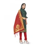 Banarasi Silk Unstitched Salwar-Suit Material Premium Quality With Dupatta (Color: Mehendi Green)
