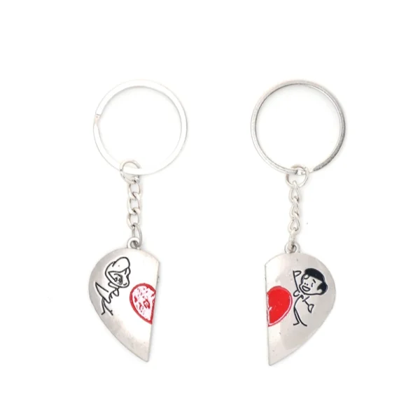 Generic Young Couple with heartin silver Magnetic Key Chain (Color: Assorted)
