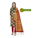 Banarasi Silk Unstitched Salwar-Suit Material Premium Quality With Dupatta (Color: Black)