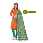 Banarasi Silk Unstitched Salwar-Suit Material Premium Quality With Dupatta (Color: Orange)