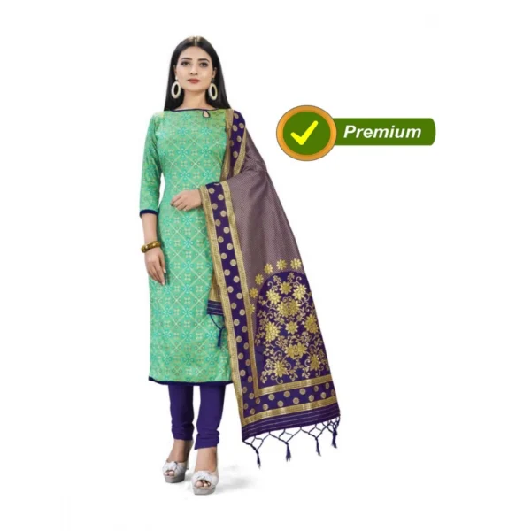 Banarasi Silk Unstitched Salwar-Suit Material Premium Quality With Dupatta (Color: Green)