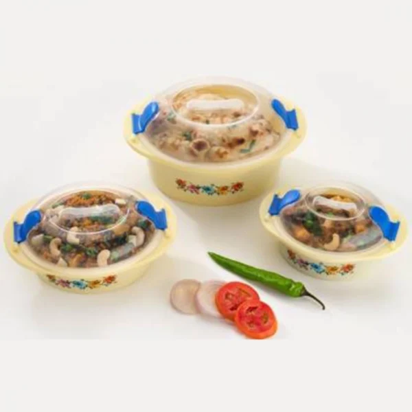Generic_3Pieces Set Hot And Fresh Insulated Plastic Casserole (Color: Assorted)