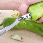 Generic Pack Of_2 Stainless Steel Chili Corer Peppers Seed Remover Knife With Serrated Edge Barbecue Tools (Color:Assorted)