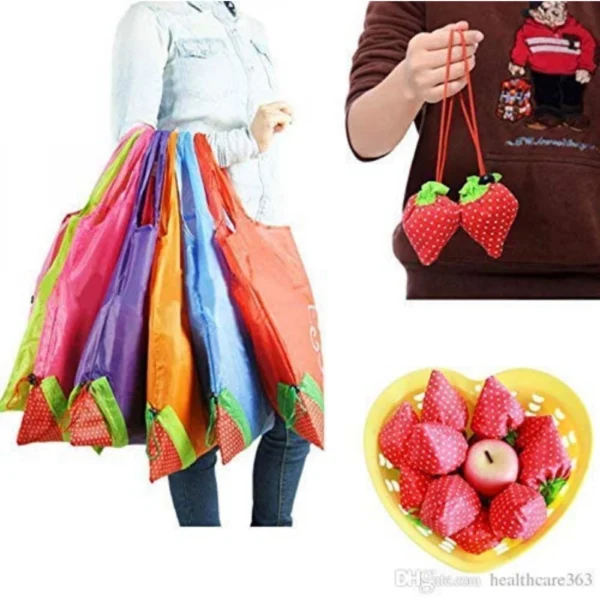 Generic Pack Of_2 Strawberry Bags Folding Reusable (Color:Assorted)