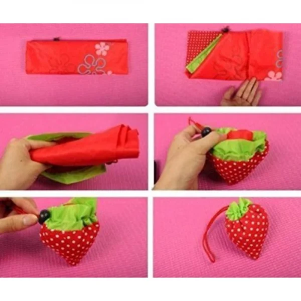 Generic Pack Of_2 Strawberry Bags Folding Reusable (Color:Assorted)