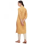 Women's Cotton Kurta Set With Bottom (Color:Yellow, Material:Cotton)