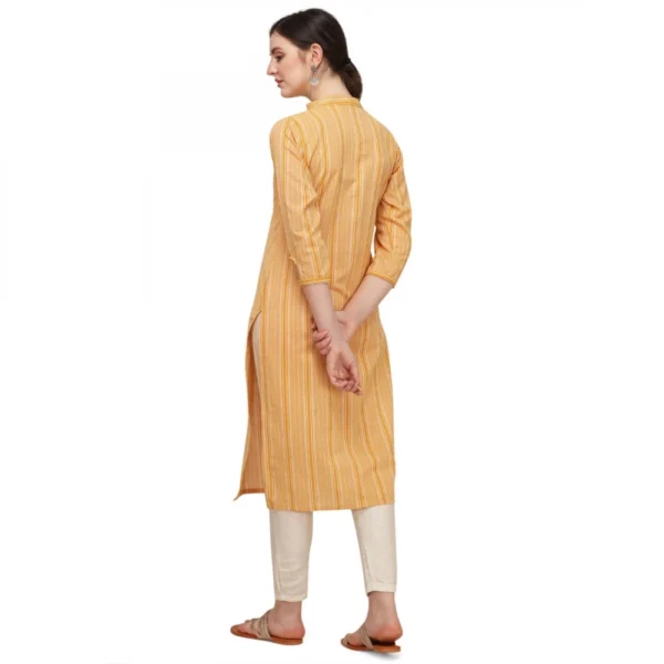 Women's Cotton Kurta Set With Bottom (Color:Yellow, Material:Cotton)