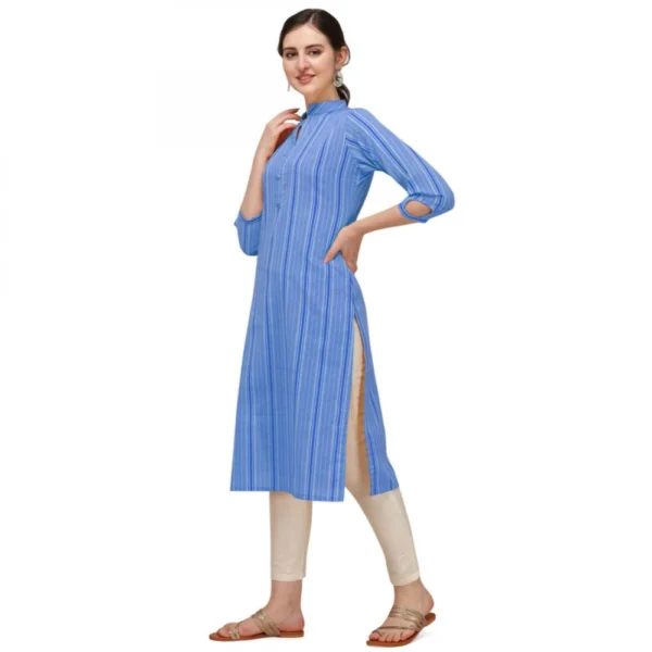 Women's Cotton Kurta Set With Bottom (Color:Blue, Material:Cotton)