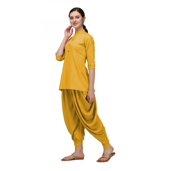 Women's Rayon Kurta Set With Bottom (Color:Gold, Material:Rayon)