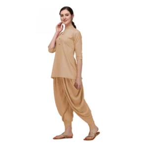 Women's Rayon Kurta Set With Bottom (Color:Chiku, Material:Rayon)