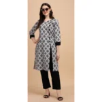 Women's Cotton Kurta Set With Bottom (Color:Black, Material:Cotton)