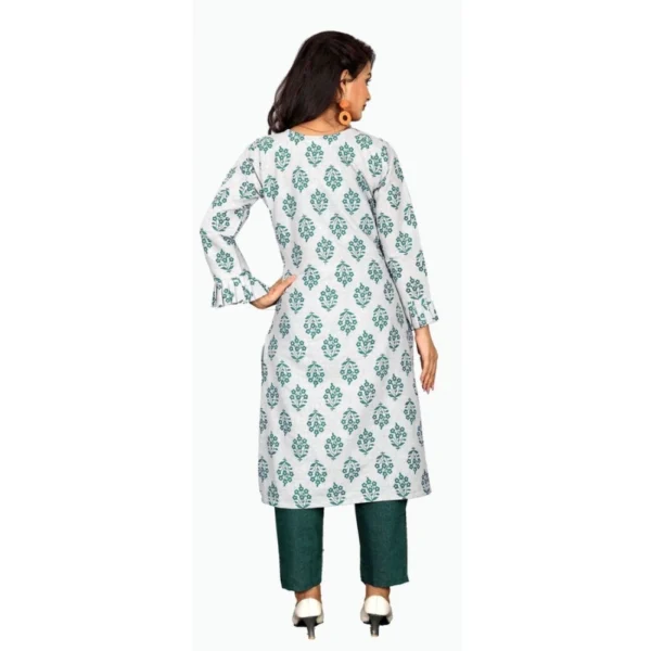 Women's Cotton Kurta Set With Bottom (Color:Green, Material:Cotton)