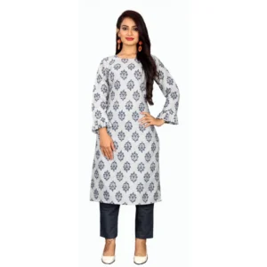 Women's Cotton Kurta Set With Bottom (Color:Black, Material:Cotton)