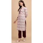 Women's Cotton Kurta Set With Bottom (Color:Red, Material:Cotton)