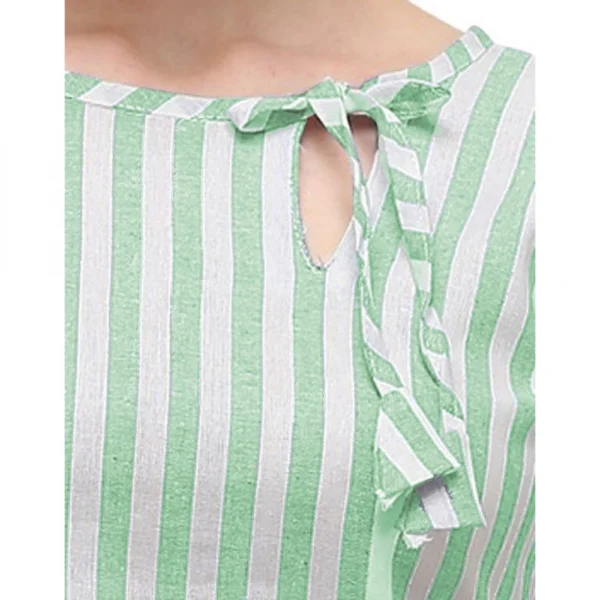 Women's Cotton Kurta Set With Bottom (Color:Green, Material:Cotton)