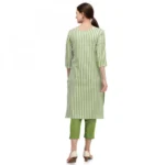 Women's Cotton Kurta Set With Bottom (Color:Green, Material:Cotton)