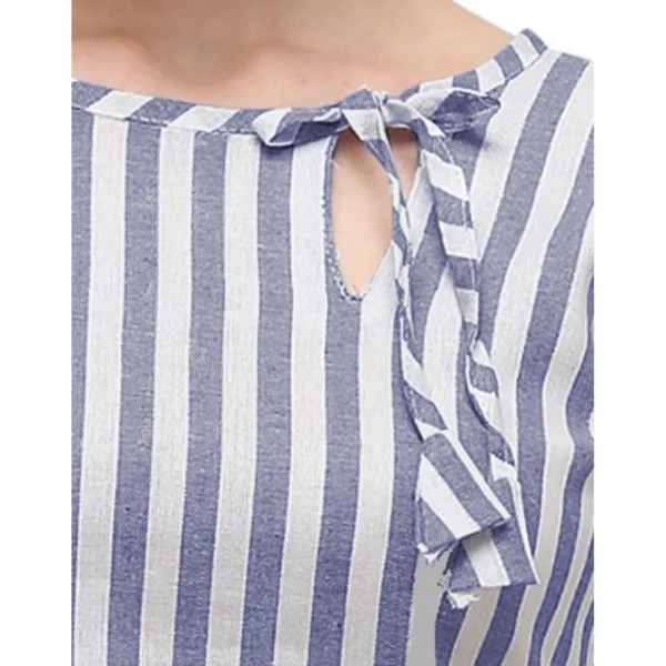 Women's Cotton Kurta Set With Bottom (Color:Blue, Material:Cotton)