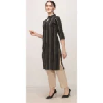 Women's Cotton Kurta Set With Bottom (Color:Chiku, Material:Cotton)