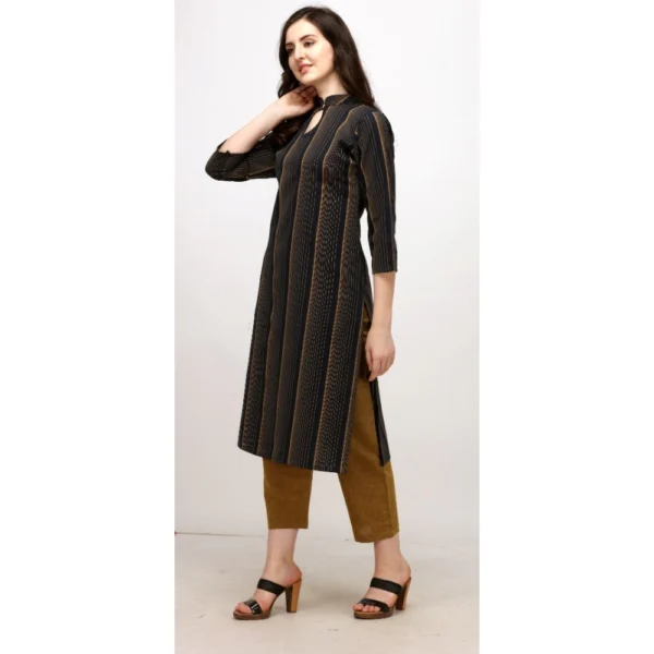 Women's Cotton Kurta Set With Bottom (Color:Mustard, Material:Cotton)