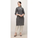 Women's Cotton Kurta Set With Bottom (Color:Grey, Material:Cotton)