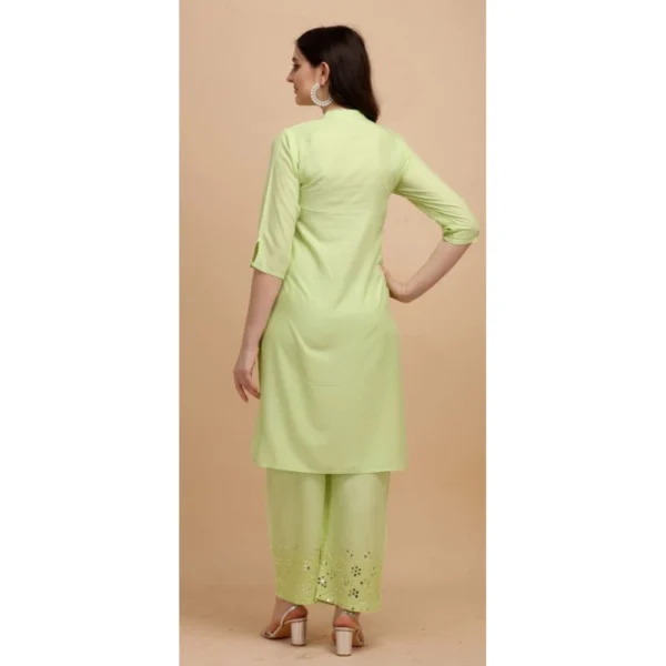 Women's Rayon Kurta Set With Bottom (Color:LPista, Material:Rayon)