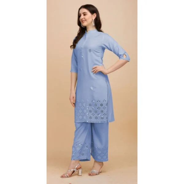 Women's Rayon Kurta Set With Bottom (Color:DGrey, Material:Rayon)