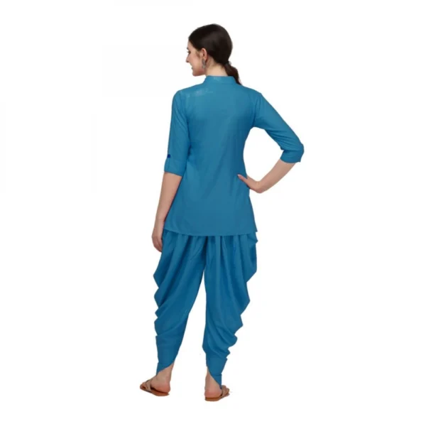 Women's Rayon Kurta Set With Bottom (Color:Blue, Material:Rayon)