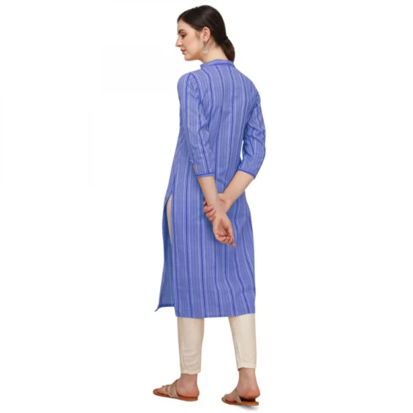 Women's Cotton Kurta Set With Bottom (Color:Blue, Material:Cotton)