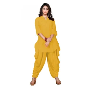 Women's Rayon Kurta Set With Bottom (Color:Gold, Material:Rayon)