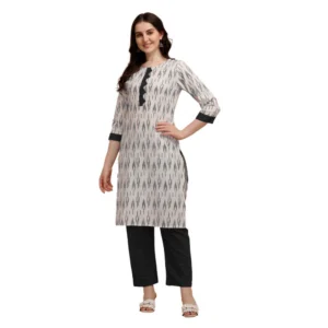 Women's Cotton Kurta Set With Bottom (Color:Black, Material:Cotton)