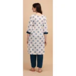 Women's Cotton Kurta Set With Bottom (Color:Blue, Material:Cotton)