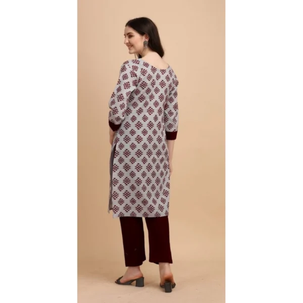 Women's Cotton Kurta Set With Bottom (Color:Red, Material:Cotton)