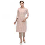 Women's Cotton Kurta Set With Bottom (Color:Orange, Material:Cotton)