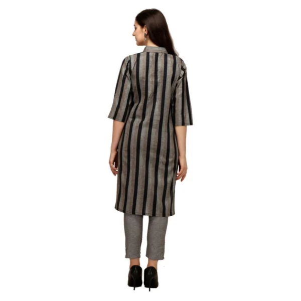 Women's Cotton Kurta Set With Bottom (Color:Grey, Material:Cotton)