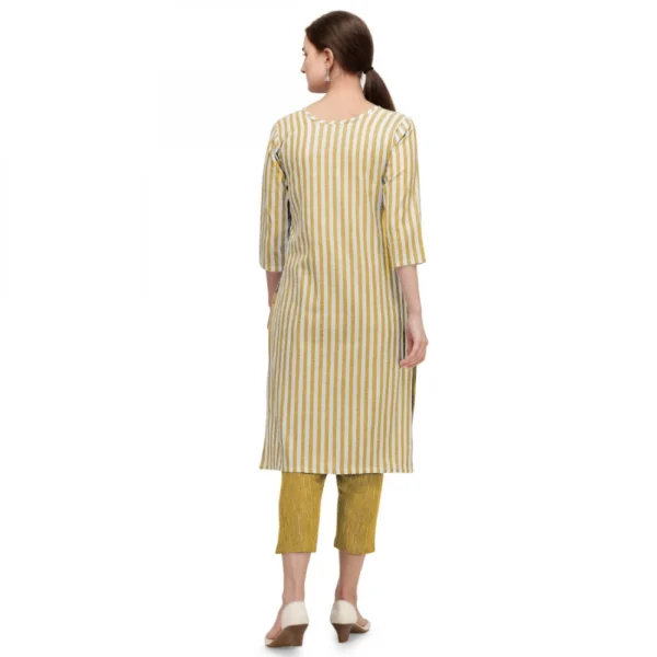 Women's Cotton Kurta Set With Bottom (Color:Yellow, Material:Cotton)