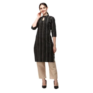 Women's Cotton Kurta Set With Bottom (Color:Chiku, Material:Cotton)