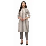 Women's Cotton Kurta Set With Bottom (Color:Chiku, Material:Cotton)