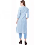 Women's Cotton Kurta Set With Bottom (Color:Blue, Material:Cotton)