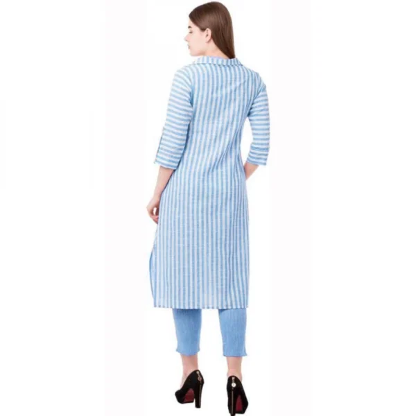 Women's Cotton Kurta Set With Bottom (Color:Blue, Material:Cotton)