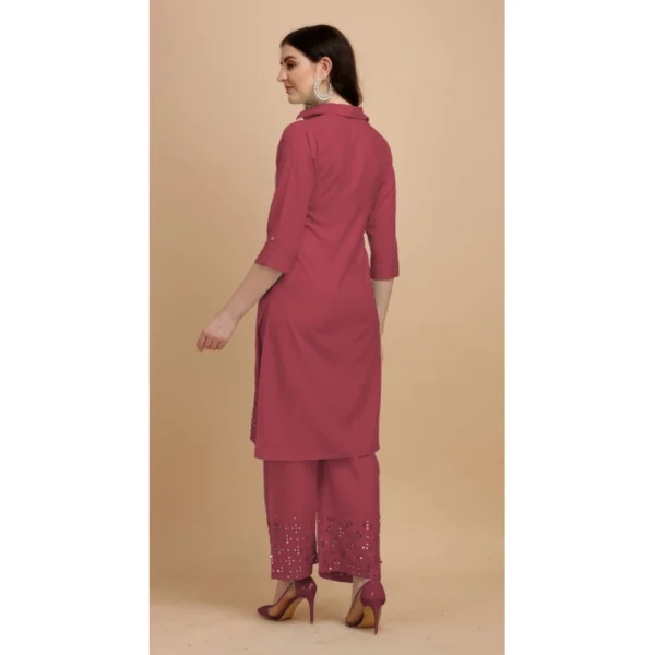 Women's Rayon Kurta Set With Bottom (Color:Maroon, Material:Rayon)