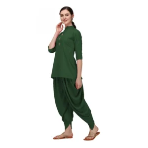 Women's Rayon Kurta Set With Bottom (Color:Dark Green, Material:Rayon)