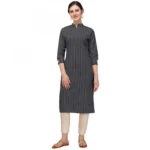 Women's Cotton Kurta Set With Bottom (Color:Black, Material:Cotton)