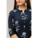 Women's Rayon Kurta Set With Bottom (Color:NBlue, Material:Rayon)