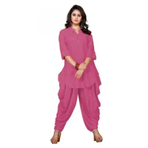 Women's Rayon Kurta Set With Bottom (Color:Pink, Material:Rayon)