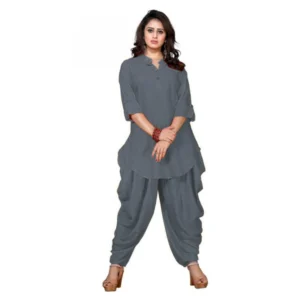 Women's Rayon Kurta Set With Bottom (Color:Grey, Material:Rayon)