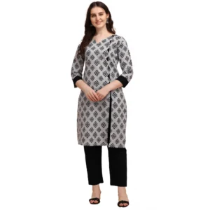Women's Cotton Kurta Set With Bottom (Color:Black, Material:Cotton)