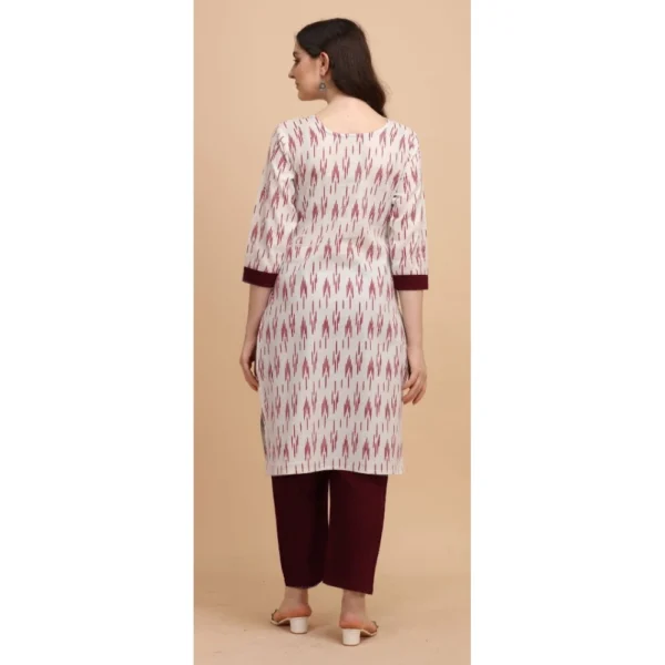 Women's Cotton Kurta Set With Bottom (Color:Red, Material:Cotton)