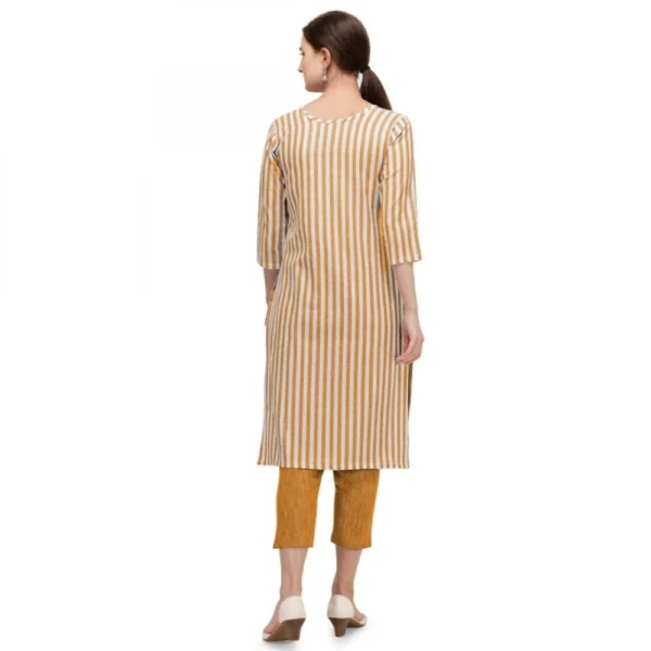 Women's Cotton Kurta Set With Bottom (Color:Orange, Material:Cotton)