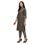 Women's Cotton Kurta Set With Bottom (Color:Grey, Material:Cotton)