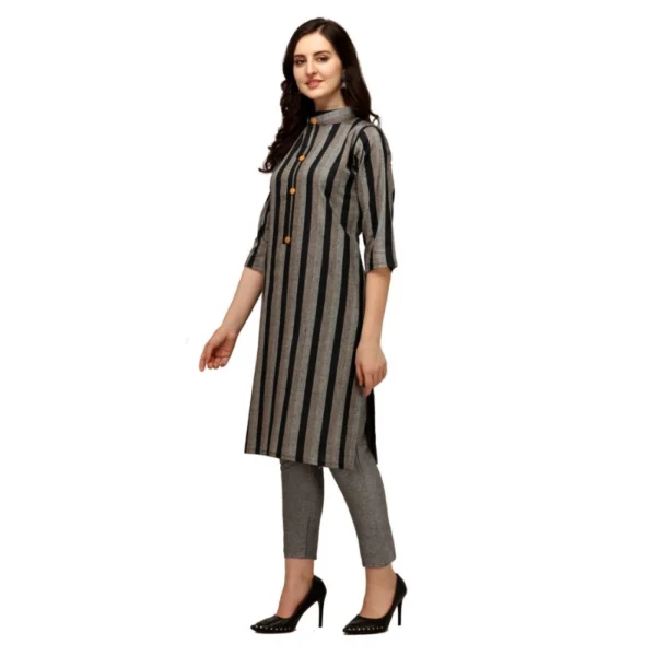 Women's Cotton Kurta Set With Bottom (Color:Grey, Material:Cotton)
